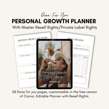 Master Resell Rights Journal | Personal Growth Goal Planner | PLR Digital Products | Lead Magnet Coach | Editable PLR Canva Template.