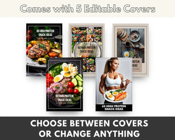 60 High Protein Snack Ideas Recipe Book with Master Resell Rights | Canva Template for 60 Low Carb Snack ideas MRR PLR Done-For-You DFY