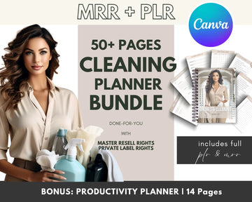 Editable Canva Template Cleaning Bundle MRR PLR | Cleaning Checklist with Master Resell Rights | PLR Templates Canva Cleaning Schedule