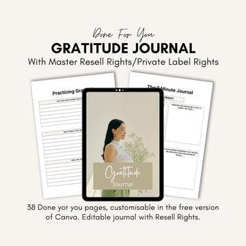 Gratitude Journal with Master Resell Rights | Private Label Rights | MRR & PLR Commercial Use | Digital Products | Vision Board | Self Love.